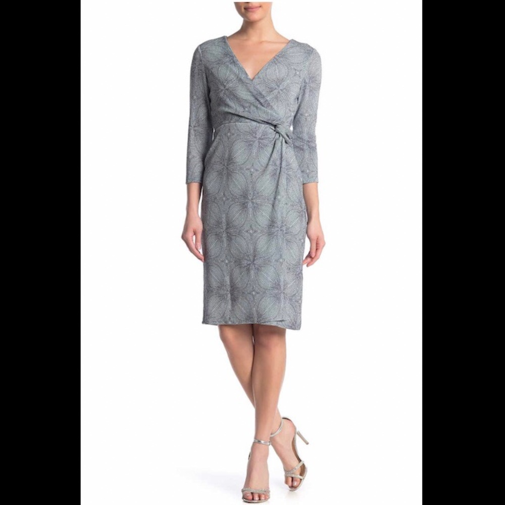 NWT Marina Artic Blue Surplice Neck Glitter Dress
